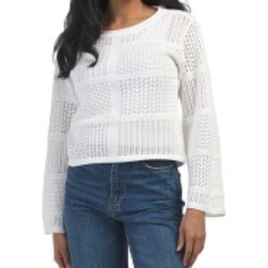 Cyrus Cream Textured Crew Neck Sweater‎
